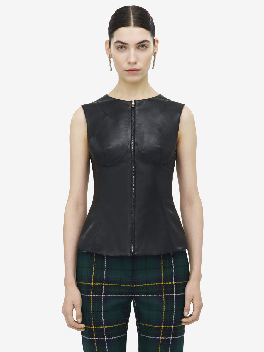 ALEXANDER MCQUEEN - Sleeveless Leather Top - Item 838612Q5APU1000